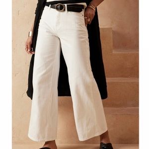 BANANA REPUBLIC High-Rise Wide-Leg Jean, White, Size 6/28 Petite NWT $70